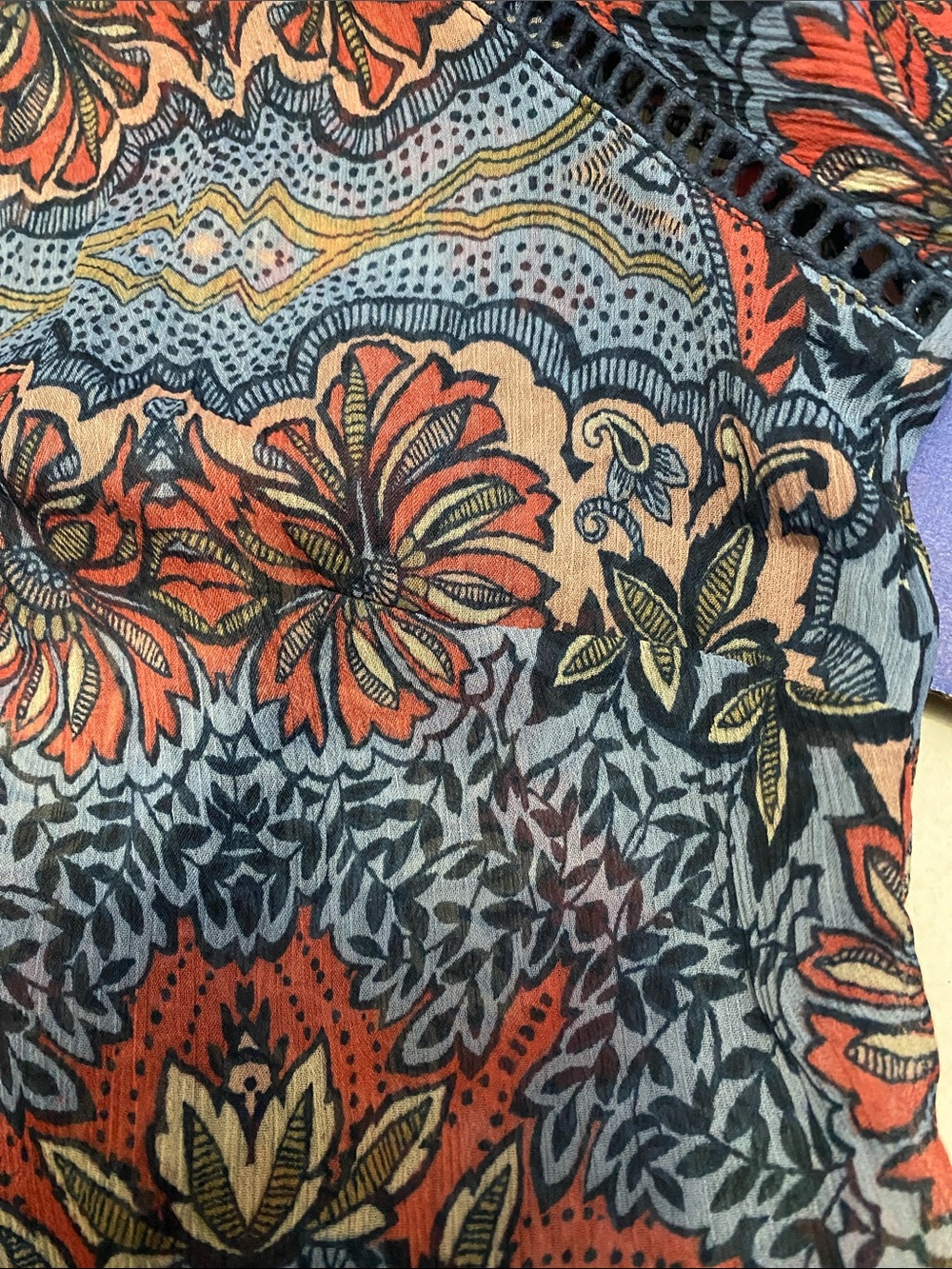 db established 1962 Semi Sheer Blouse with Sleeve Detail and Collar Detail - Picture 12 of 13